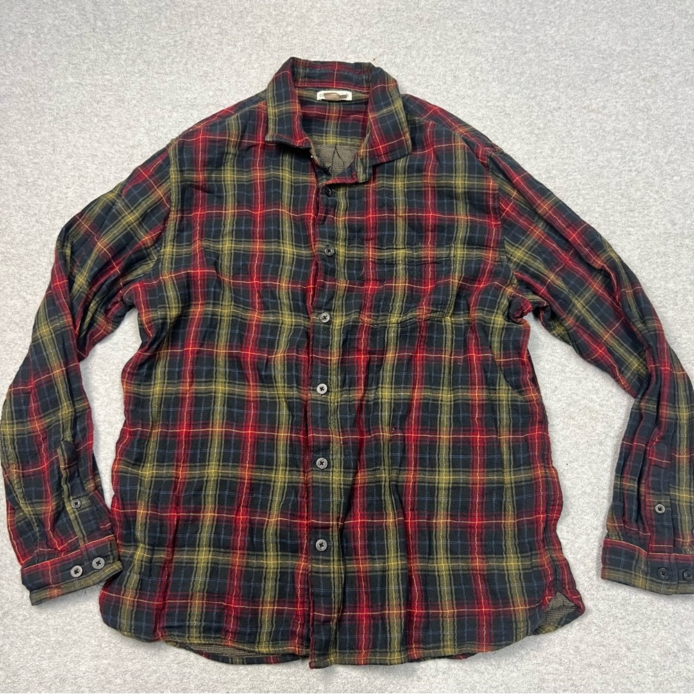 Carbon 2 Cobalt Shirt Mens Large Red Plaid Button Up 2 Layer Upper Echelon